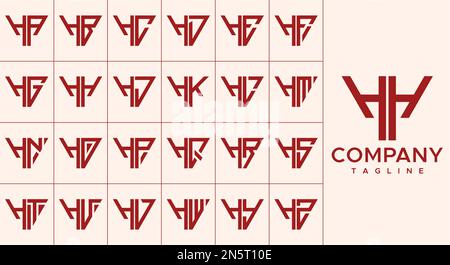 Ensemble de logos H modernes en forme de triangle. Logo de la lettre initiale HH H abstrait. Illustration de Vecteur