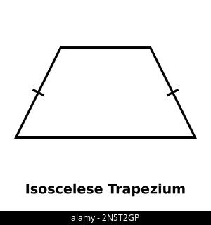 Graphique vectoriel monochrome simple d'un trapèze isoscelles. Il s'agit d'une forme à quatre côtés où deux côtés opposés sont parallèles l'un à l'autre et TH Illustration de Vecteur