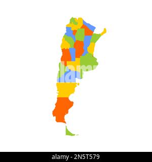 Argentine carte politique des divisions administratives - provinces et ville autonome de Buenos Aires. Carte vectorielle colorée vierge. Illustration de Vecteur