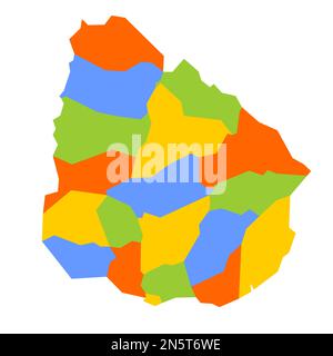 Uruguay carte politique des divisions administratives - départements. Carte vectorielle colorée vierge. Illustration de Vecteur