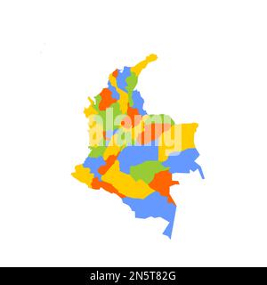 Colombie carte politique des divisions administratives - départements et district de la capitale. Carte vectorielle colorée vierge. Illustration de Vecteur