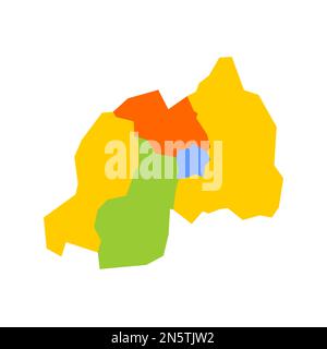 Rwanda carte politique des divisions administratives - provinces. Carte vectorielle colorée vierge. Illustration de Vecteur
