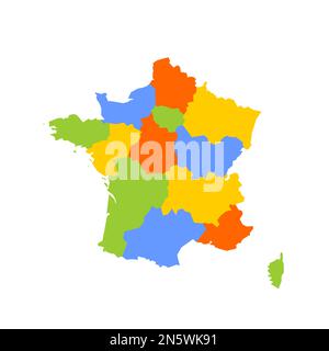 France carte politique des divisions administratives - régions. Carte vectorielle colorée vierge. Illustration de Vecteur