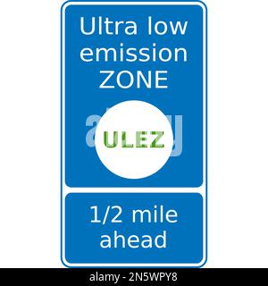 Le panneau de signalisation graphique Vector pour une zone ULEZ (Ultra Low Emission zone) est à 800 mètres Illustration de Vecteur