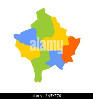 Kosovo carte politique des divisions administratives - districts. Carte vectorielle colorée vierge. Illustration de Vecteur
