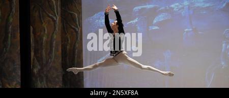 New Wimbledon Theatre, Londres, Royaume-Uni. 9 février 2023. Répétition de photocall pour Giselle. Interprète: Tsetso Ivanov, comte Albrecht. La société a visité le Royaume-Uni de janvier à mars 2023, cette production a lieu du 9-11 février à Wimbledon. Crédit : Malcolm Park/Alay Live News. Banque D'Images