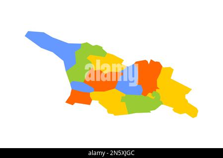 Géorgie carte politique des divisions administratives - régions et républiques autonomes d'Abkhazie et d'Adjara. Carte vectorielle colorée vierge. Illustration de Vecteur