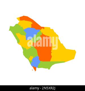 Arabie saoudite carte politique des divisions administratives - provinces ou régions. Carte vectorielle colorée vierge. Illustration de Vecteur