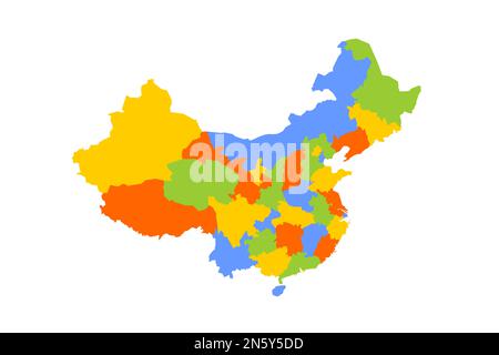 Chine carte politique des divisions administratives - provinces, régions autonomes et municipalités. Carte vectorielle colorée vierge. Illustration de Vecteur