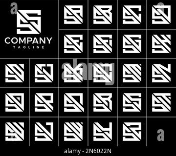 Ensemble de vecteur de conception de logo de lettre S carré abstrait. Simple SS S logo vecteur. Illustration de Vecteur