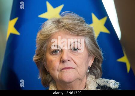 Gdansk, Pologne. 9 février 2023. ELISA Ferreira, Commissaire européen pour la cohésion et les réformes en Pologne © Wojciech Strozyk / Alamy Live News Banque D'Images