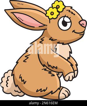 Fleur de lapin printanière sur le dessin animé de la tête Clipart Illustration de Vecteur