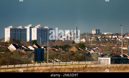 Coatbridge North Lanarkshire, Écosse distance photographie aérienne avec le centre-ville au milieu Banque D'Images