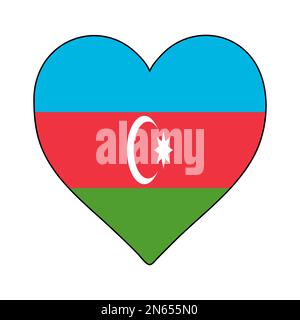 Drapeau de la forme du coeur de l'Azerbaïdjan. Amour Azerbaïdjan. Visite Azerbaïdjan. Asie occidentale. Asie. Conception graphique d'illustration vectorielle. Illustration de Vecteur