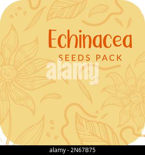 Emballage de graines d'échinacée, étiquette pour vecteur de produit Illustration de Vecteur