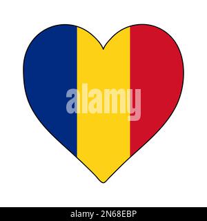 Drapeau de forme de coeur de Roumanie. Amour Roumanie. Visitez la Roumanie. Europe de l'est. Europe. Union européenne. Conception graphique d'illustration vectorielle. Illustration de Vecteur