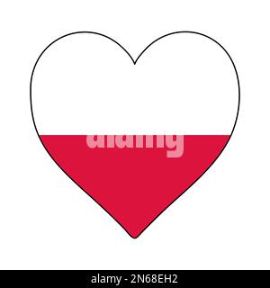 Drapeau de la forme du coeur de Pologne. J'aime la Pologne. Visitez la Pologne. Europe de l'est. Europe. Union européenne. Conception graphique d'illustration vectorielle. Illustration de Vecteur