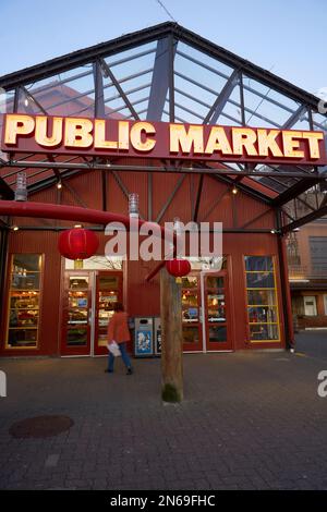 Entrée au marché public de Granville Island, Vancouver, Colombie-Britannique, Canada Banque D'Images