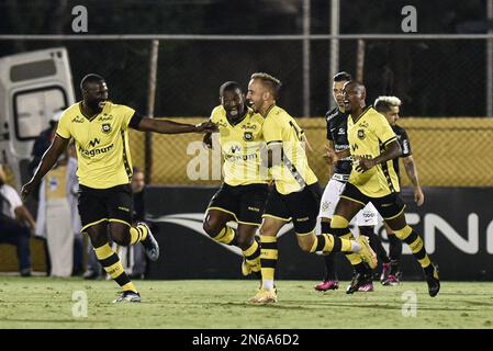 Sao Paulo, Sao Paulo, Brésil. 9th févr. 2023. (SPO) l'équipe de Sao Bernardo do Campo bat Corinthiens pour le championnat Paulista. 9 février 2023. Brésil, Sao Paulo, Sao Bernardo do Campo: Match entre Sao Bernardo FC et Corinthiens, valable pour la manche 7th du Championnat de football Paulista, Paulistao 2023, tenu à Estadio Municipal 1Ã‚Âº de Maio, à Sao Bernardo do Campo. Campo - SP, dans la nuit du jeudi, 9 février 2023. L'équipe de Sao Bernardo do Campo a gagné par le score de 2x0. Crédit: Ronaldo Barreto/Thenews2 (Credit image: © Ronaldo Barreto/TheNEWS2 via ZUMA Press Wire) E Banque D'Images