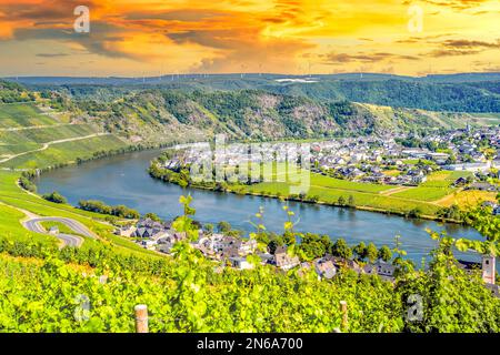 Vue panoramique à Piesport, Allemagne Banque D'Images