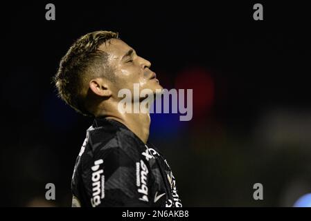Sao Paulo, Sao Paulo, Brésil. 9th févr. 2023. (SPO) l'équipe de Sao Bernardo do Campo bat Corinthiens pour le championnat Paulista. 9 février 2023. Brésil, Sao Paulo, Sao Bernardo do Campo: Match entre Sao Bernardo FC et Corinthiens, valable pour la manche 7th du Championnat de football Paulista, Paulistao 2023, tenu à Estadio Municipal 1Ã‚Âº de Maio, à Sao Bernardo do Campo. Campo - SP, dans la nuit du jeudi, 9 février 2023. L'équipe de Sao Bernardo do Campo a gagné par le score de 2x0. Crédit: Ronaldo Barreto/Thenews2 (Credit image: © Ronaldo Barreto/TheNEWS2 via ZUMA Press Wire) E Banque D'Images