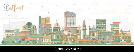 Belfast Northern Ireland City Skyline avec les bâtiments couleur. Illustration vectorielle. Belfast CityScape avec des sites touristiques. Voyages d'affaires et tourisme. Illustration de Vecteur