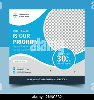 Médical soins de santé médias sociaux post-conception. pour les circulaires, les bandeaux publicitaires sur le web. Illustration de Vecteur