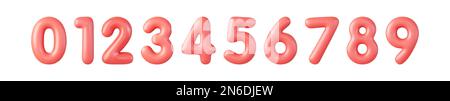 3D numéros rouges de 0 à 9. Illustration de Vecteur