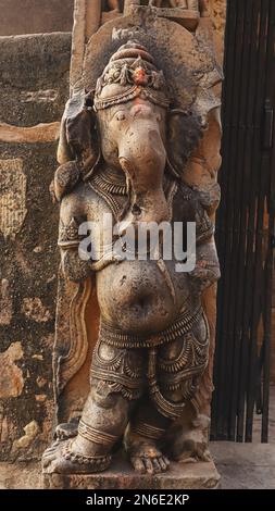 Sculpture de Lord Ganesha sur le fort de Kalinjar, Banda, Uttar Pradesh, Inde. Banque D'Images