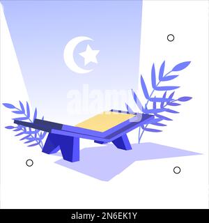 Saint coran, livre islamique, livre arabe, Coran Kareem, couverture coran, Livre islamique.calligraphie arabe qui signifie le Saint Coran pour votre conception isolée. Illustration de Vecteur