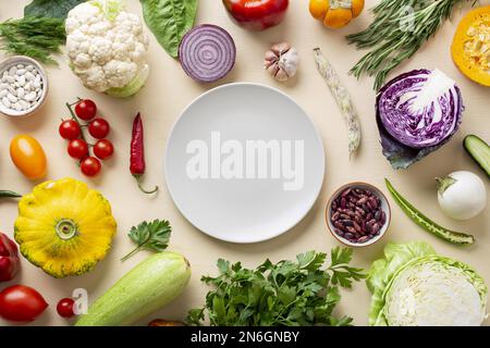 vue de dessus préparation de légumes biologiques. Résolution et superbe photo de haute qualité Banque D'Images