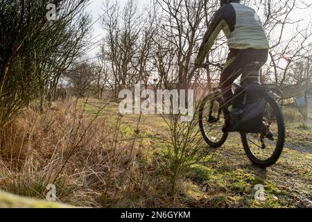 Un cycliste sur Formatine et Buchan Way près d'Auchnagatt Aberdeenshire Banque D'Images