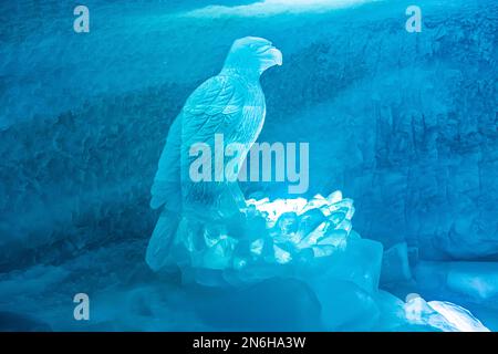 Sculptures de glace dans le paradis des Glaciers, petit paradis, Zermatt, Suisse Banque D'Images