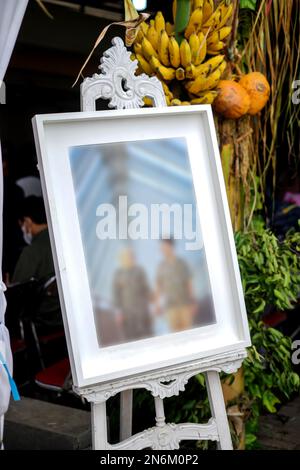 Magnifique cadre photo pour la cérémonie de mariage Banque D'Images