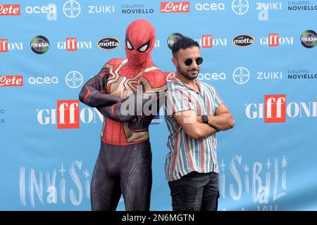 GIFFONI VALLE PIANA,ITALIE - 27 juillet,2022: Le stuntman italien et cojoueur de Spider-Man,Marko Noctis,et l'acteur italien et la voix Alex Polidori à Giff Banque D'Images