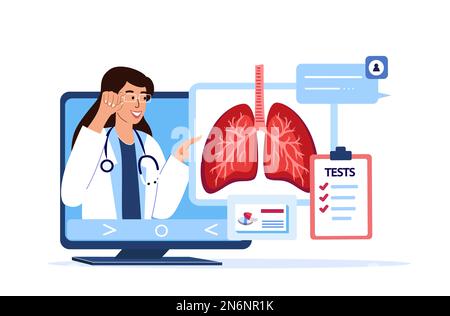 En ligne pneumologue virologue médecin consultation,e-santé.diagnostic des poumons,trachée,bronchi COVID,pneumonie.échographie,tests de résonance magnétique.Inte Banque D'Images