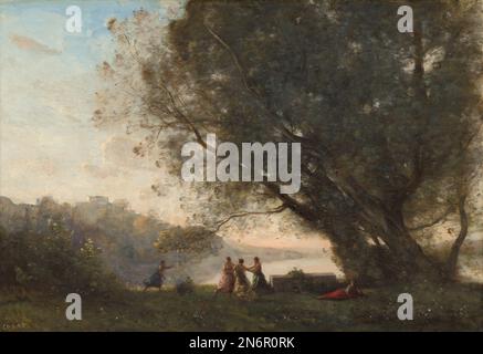 Jean-Baptiste-Camille Corot danse sous les arbres au bord du lac 1865/1870 Banque D'Images