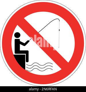 Panneau rond à rayures rouges : pas de pêche Illustration de Vecteur
