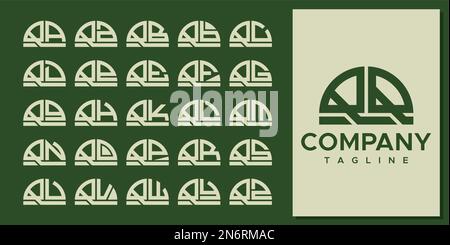 Ensemble de design abstrait avec lettre Q en forme de demi-cercle. Logo lettre QQ Q courbe moderne. Illustration de Vecteur