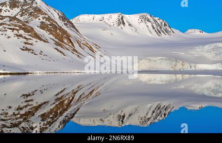 Terres arctiques, baie Holmiabukta, Raudefjord, terre Albert I, Arctique, Spitzbergen, Svalbard, Norvège, Europe Banque D'Images