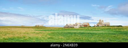 Maisons désertes sur l'île stroma Banque D'Images