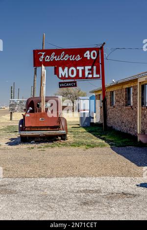 Le fabuleux Motel 40 le long de la route 66, Amérique, États-Unis Banque D'Images