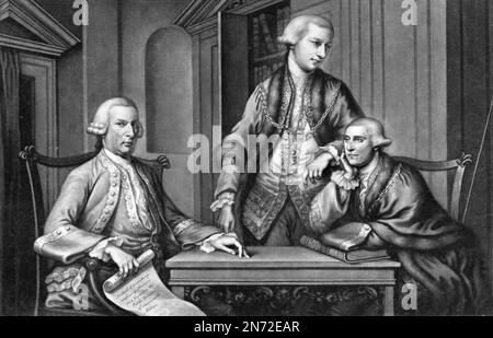 William Beckford. Gravure de trois députés : William Beckford, Jason Townsend et John Sawbridge. William Beckford (1709-1770) était un personnage politique anglais qui était deux fois lord maire de Londres. Banque D'Images