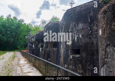 Siersthal (Sierstal, Siirschel), Ouvrage Simserhof est un gros-barrage de la ligne Maginot, bloc 6 en Lorraine (Lothringen), Moselle (Moselle), France Banque D'Images