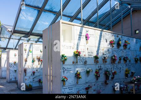 Saint-Avold (Sankt Avold, Sänt Avuur), mur de columbarium au cimetière de Lorraine (Lothringen), Moselle (Moselle), France Banque D'Images