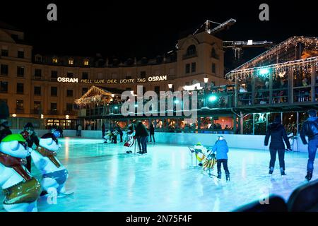 Hiver, Avent, patinage sur glace, Munich, Stachus, centre ville Banque D'Images