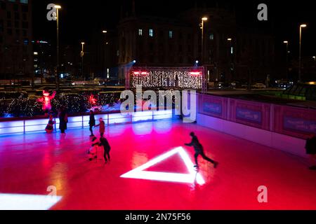 Hiver, Avent, patinage sur glace, Munich, Stachus, centre ville Banque D'Images