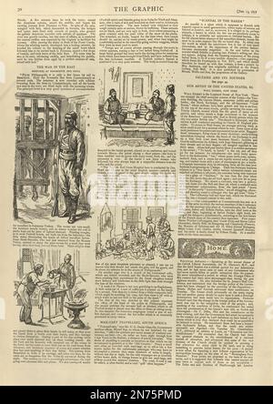Ancienne page de journal d'époque, 1877, Guerre dans l'est, Empire ottoman, 19th siècle Banque D'Images