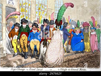 JAMES GILLRAY (1756-1815) caricaturiste anglais. Son imprimé « change in Bond Street » a été publié le 27 mars 1796 Banque D'Images