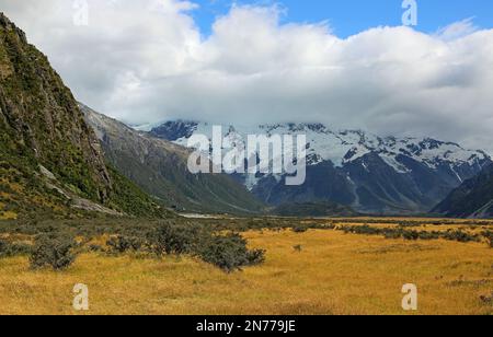 Village de Mt Cook, parc national d'Aoraki, Nouvelle-Zélande Banque D'Images